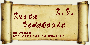 Krsta Vidaković vizit kartica